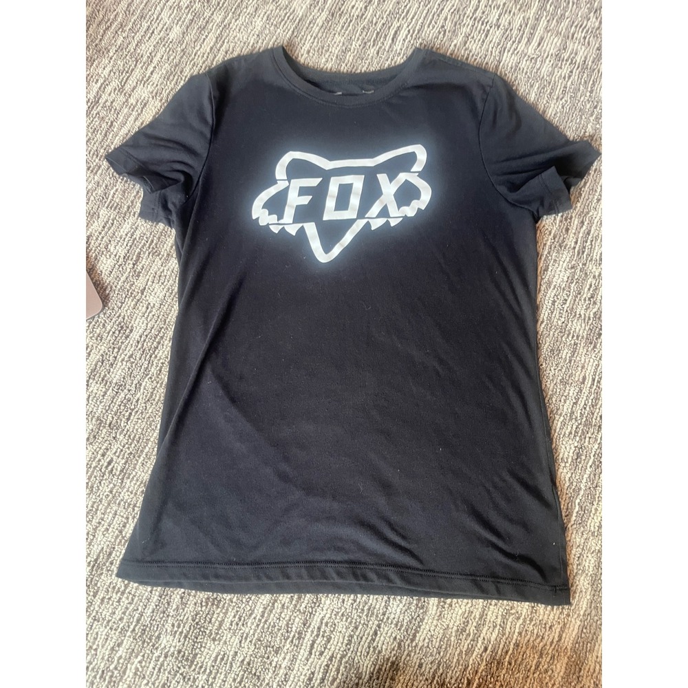 Fox Racing Women's Graphic T-Shirt Black White Logo Crew Neck Size Medium (84) - Picture 2 of 3